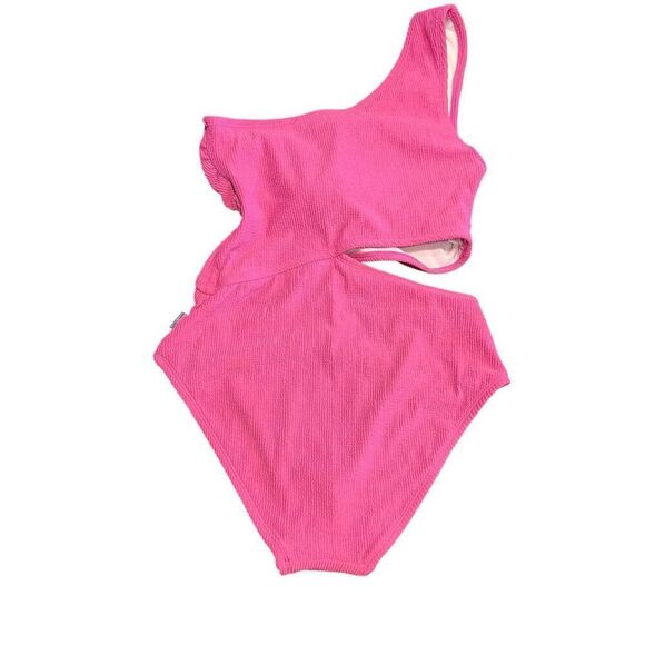Michael Kors Women's One-Shoulder Side-Cutout Swimsuit Pink Size 8 new - Picture 3 of 5